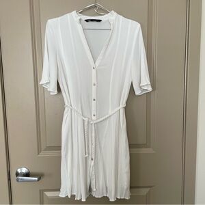 Zara White Button-Down Dress